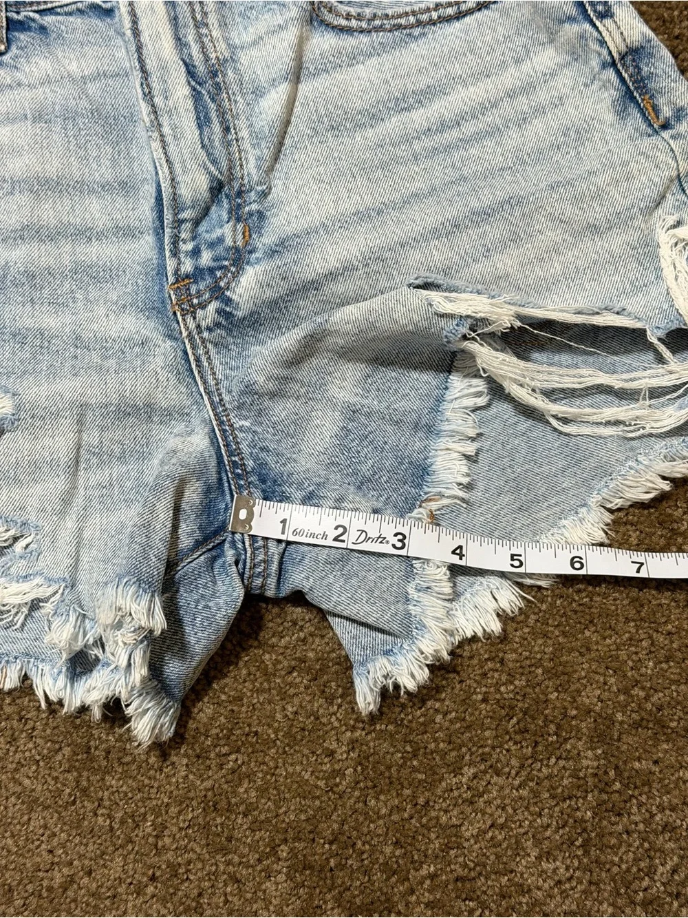 American Eagle Outfitters Light Blue Distressed High-Rise Denim Shorts